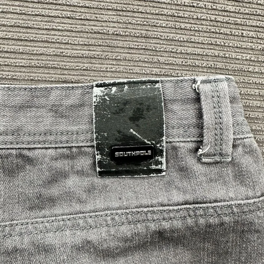 SouthPole Loose Straight Jeans Men 40/32 (Measured 38/32) Gray Cotton‎ Baggy.